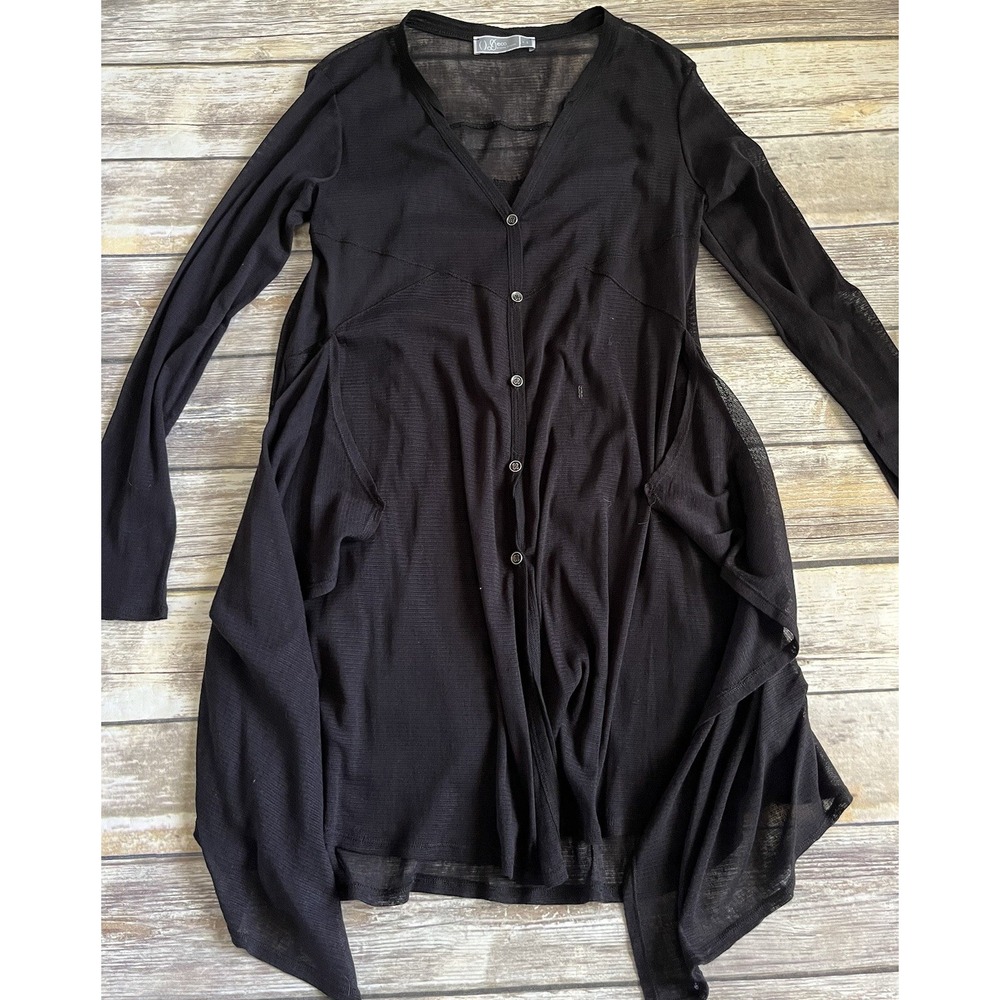 DECA Paris France Button Sheer Cardigan In Black  US 6